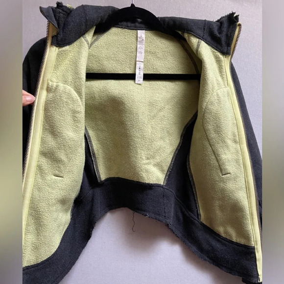 Lululemon Scuba Raw  Edge Round Hem Hoodie Jacket Zip Cotton Fleece Ribbed Sz 2 - Picture 5 of 9